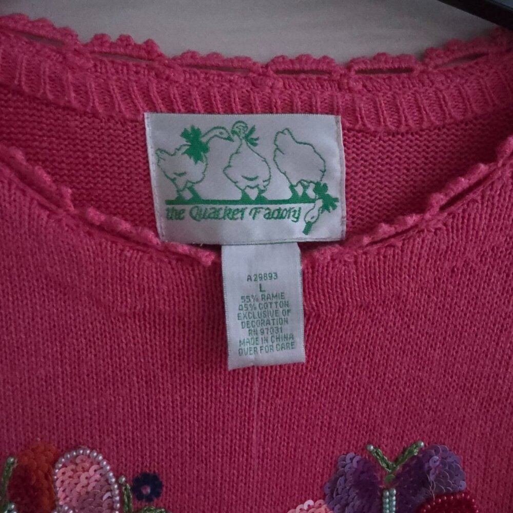 Y2K NWT Pink sequined Butterfly Heart sweater from Quacker Factory - Picture 4 of 7